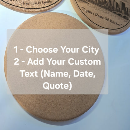 Dessous-de-plat personnalisé avec skyline de ville américaine | Décoration de cuisine Home Decor