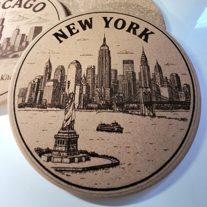 Dessous-de-plat personnalisé avec skyline de ville américaine | Décoration de cuisine Home Decor