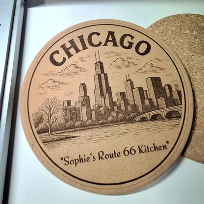 Dessous-de-plat personnalisé avec skyline de ville américaine | Décoration de cuisine Home Decor