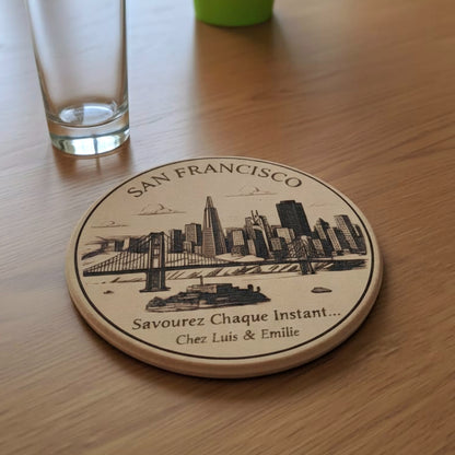 Dessous-de-plat personnalisé avec skyline de ville américaine | Décoration de cuisine Home Decor