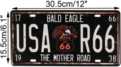Plaque Métal Vintage Road 66'