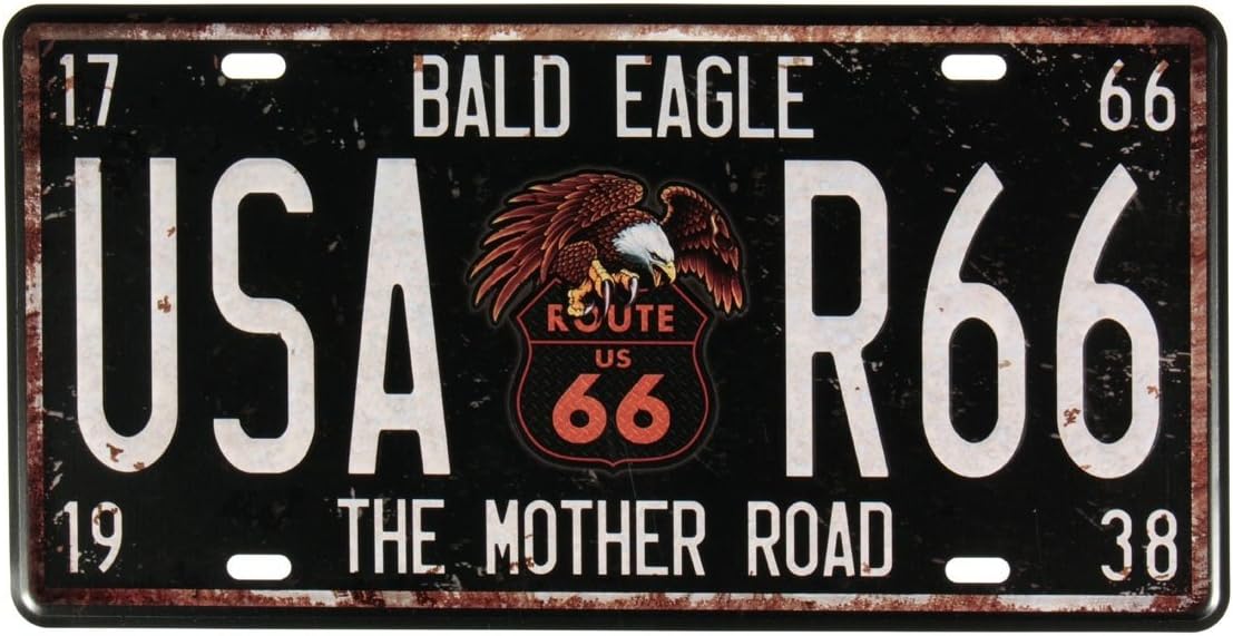 Plaque Métal Vintage Road 66'