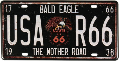 Plaque Métal Vintage Road 66'